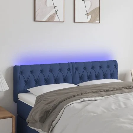 Blue fabric headboard with LED 144x7x78/88 cm by , Headboards and footboards - Ref: Foro24-3121952, Price: 69,30 €, Discount: %