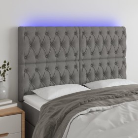 Headboard with LED lights dark gray fabric 144x7x118/128 cm by , Headboards and footboards - Ref: Foro24-3122759, Price: 129,...