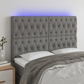 Headboard with LED lights dark gray fabric 144x7x118/128 cm by , Headboards and footboards - Ref: Foro24-3122759, Price: 128,...