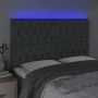 Headboard with LED lights dark gray fabric 144x7x118/128 cm by , Headboards and footboards - Ref: Foro24-3122759, Price: 128,...