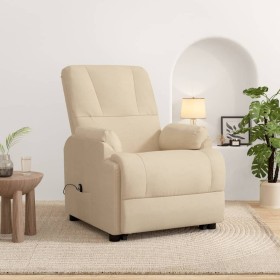 Sillón reclinable elevador de piel de ante blanco crema