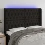 Black fabric headboard with LED 147x16x118/128 cm by , Headboards and footboards - Ref: Foro24-3124384, Price: 136,21 €, Disc...