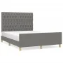Dark gray fabric bed frame with headboard 140x190 cm by , Beds and slatted bases - Ref: Foro24-3125293, Price: 234,18 €, Disc...