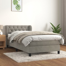 Boxspringbett mit hellgrauer Samtmatratze 80x200 cm von , Betten und Lattenroste - Ref: Foro24-3127637, Preis: 292,31 €, Raba...