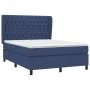 Box spring bed with blue fabric mattress 140x190 cm by , Beds and slatted bases - Ref: Foro24-3128203, Price: 539,66 €, Disco...