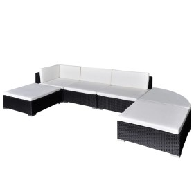 6-piece garden furniture set and black synthetic rattan cushions by vidaXL, Garden sets - Ref: Foro24-41273, Price: 471,72 €,...