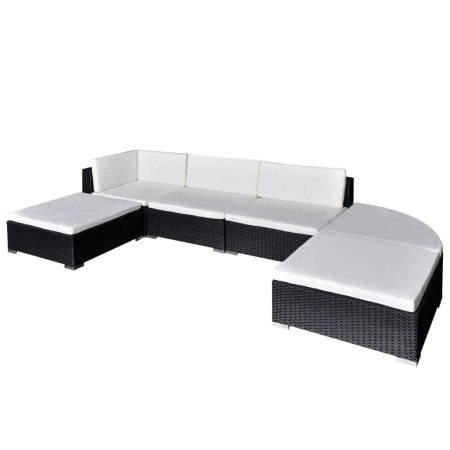 6-teiliges Gartenmöbel-Set und schwarze Kissen aus synthetischem Rattan von vidaXL, Gartensets - Ref: Foro24-41273, Preis: 47...