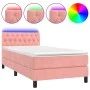 Box spring bed with mattress and LED pink velvet 100x200 cm by , Beds and slatted bases - Ref: Foro24-3134572, Price: 312,80 ...