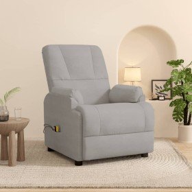 Sillón de masaje elevable de piel de ante artificial gris claro