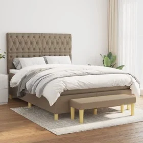 Box spring bed with taupe gray fabric mattress 140x200 cm by , Beds and slatted bases - Ref: Foro24-3137401, Price: 572,69 €,...