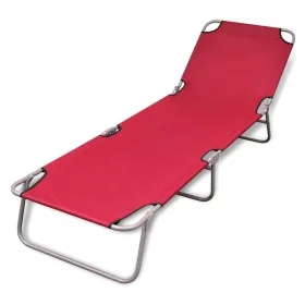 Tumbona plegable de acero con recubrimiento polvo rojo de vidaXL, Tumbonas - Ref: Foro24-41479, Precio: 59,44 €, Descuento: %