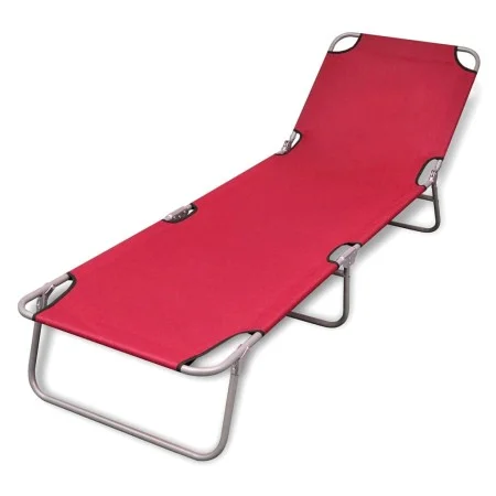Tumbona plegable de acero con recubrimiento polvo rojo de vidaXL, Tumbonas - Ref: Foro24-41479, Precio: 59,39 €, Descuento: %