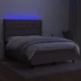 Box spring bed with mattress and LED lights taupe gray fabric 140x190 cm by , Beds and slatted bases - Ref: Foro24-3138553, P...