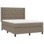 Box spring bed with mattress and LED lights taupe gray fabric 140x190 cm by , Beds and slatted bases - Ref: Foro24-3138553, P...
