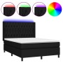 Boxspringbettmatratze und LED-Leuchten aus schwarzem Stoff 140x190 cm von , Betten und Lattenroste - Ref: Foro24-3138551, Pre...