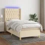 Box spring bed mattress and LED lights cream fabric 90x200 cm by , Beds and slatted bases - Ref: Foro24-3139090, Price: 356,2...