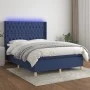 Box spring bed mattress and LED lights blue fabric 140x190 cm by , Beds and slatted bases - Ref: Foro24-3139115, Price: 540,9...