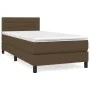 Box spring bed with dark brown fabric mattress 100x200 cm by , Beds and slatted bases - Ref: Foro24-3140116, Price: 320,48 €,...