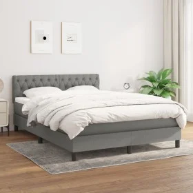 Box spring bed with dark gray fabric mattress 140x190 cm by , Beds and slatted bases - Ref: Foro24-3140290, Price: 487,68 €, ...