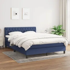 Box spring bed with blue fabric mattress 140x200 cm by , Beds and slatted bases - Ref: Foro24-3140303, Price: 441,81 €, Disco...