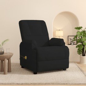 Sillón de masaje elevable de piel de ante artificial negro