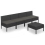 Set de muebles de jardín 5 pzas y cojines ratán sintético negro
