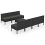 Set de muebles de jardín 8 pzas y cojines ratán sintético negro