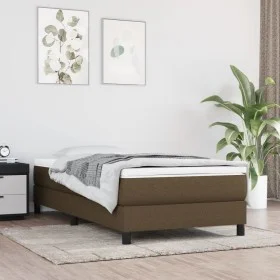 Box spring bed with dark brown fabric mattress 100x200 cm by , Beds and slatted bases - Ref: Foro24-3144056, Price: 297,48 €,...