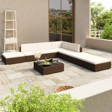 Garden furniture set 8 pieces with brown synthetic rattan cushions by vidaXL, Garden sets - Ref: Foro24-41258, Price: 608,87 ...