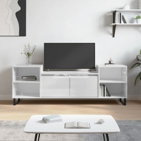 Mueble para TV madera contrachapada blanco brillo 