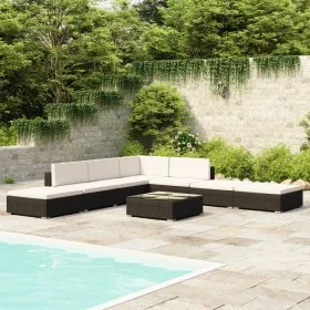 8-piece garden furniture set and black synthetic rattan cushions by vidaXL, Garden sets - Ref: Foro24-41259, Price: 597,36 €,...