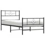 Bed frame with headboard and black metal footboard 80x200 cm by , Beds and slatted bases - Ref: Foro24-355276, Price: 71,14 €...