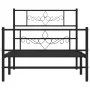 Bed frame with headboard and black metal footboard 80x200 cm by , Beds and slatted bases - Ref: Foro24-355276, Price: 71,14 €...