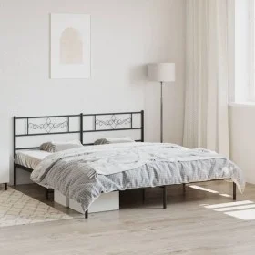 Bed frame with black metal headboard 200x200 cm by , Beds and slatted bases - Ref: Foro24-355274, Price: 111,56 €, Discount: %