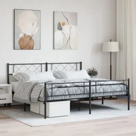 Black metal headboard and footboard bed frame 183x213 cm by , Beds and slatted bases - Ref: Foro24-372300, Price: 119,16 €, D...