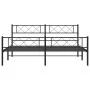 Black metal headboard and footboard bed frame 183x213 cm by , Beds and slatted bases - Ref: Foro24-372300, Price: 119,16 €, D...