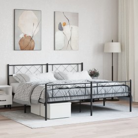 Estructura de cama cabecero y estribo metal negro 200x200 cm de , Camas y somieres - Ref: Foro24-372302, Precio: 125,90 €, De...