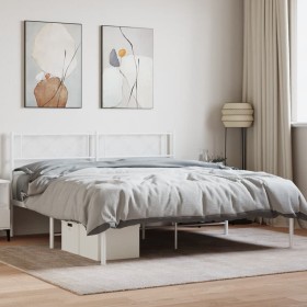 Bettgestell aus Metall mit weißem Kopfteil 120x190 cm von , Betten und Lattenroste - Ref: Foro24-372323, Preis: 85,73 €, Raba...