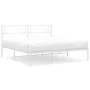 Estructura de cama de metal con cabecero blanca 120x190 cm de , Camas y somieres - Ref: Foro24-372323, Precio: 84,54 €, Descu...