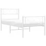 Metal bed frame with headboard and footboard white 80x200 cm by , Beds and slatted bases - Ref: Foro24-372335, Price: 68,03 €...