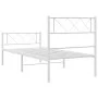 Metal bed frame with headboard and footboard white 90x200 cm by , Beds and slatted bases - Ref: Foro24-372337, Price: 70,07 €...