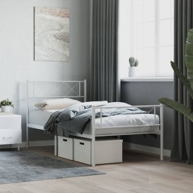 Estructura cama metal con cabecero y pie cama blanca 107x203 cm