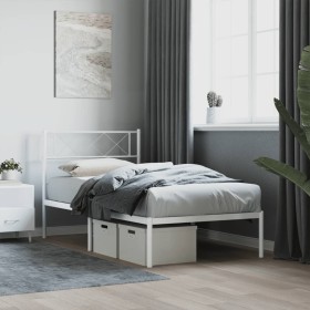 Bettgestell aus Metall mit weißem Kopfteil 75x190 cm von , Betten und Lattenroste - Ref: Foro24-372316, Preis: 62,23 €, Rabat...
