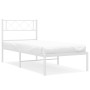 Bettgestell aus Metall mit weißem Kopfteil 75x190 cm von , Betten und Lattenroste - Ref: Foro24-372316, Preis: 62,23 €, Rabat...