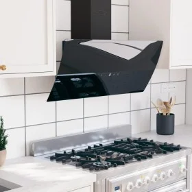 Campana extractora de pared acero vidrio templado negro 90 cm de , Extractores - Ref: Foro24-51677, Precio: 219,91 €, Descuen...