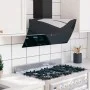 Schwarze Wand-Dunstabzugshaube aus gehärtetem Glas und Stahl, 90 cm von , Extraktoren - Ref: Foro24-51677, Preis: 219,91 €, R...