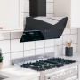 Schwarze Wand-Dunstabzugshaube aus gehärtetem Glas und Stahl, 90 cm von , Extraktoren - Ref: Foro24-51677, Preis: 224,30 €, R...