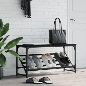 Black engineered wood shoe cabinet 90x30x45 cm by , Shoe racks and shoe organizers - Ref: Foro24-833418, Price: 36,54 €, Disc...