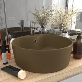 Luxurious washbasin with matte cream ceramic overflow 36x13 cm by , Sinks - Ref: Foro24-147040, Price: 48,47 €, Discount: %