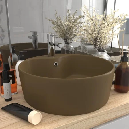 Luxurious washbasin with matte cream ceramic overflow 36x13 cm by , Sinks - Ref: Foro24-147040, Price: 48,47 €, Discount: %